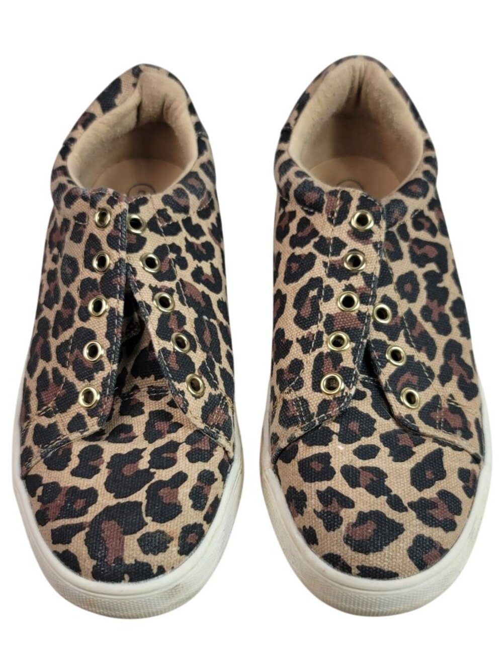 Cat & Jack Girls Animal Print Sneakers Brown Size 2 Leopard Cheetah Lace Up READ